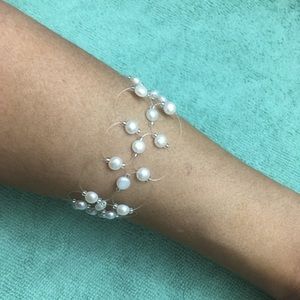 Natural Cultured Pearls 925 Silver Bracelet